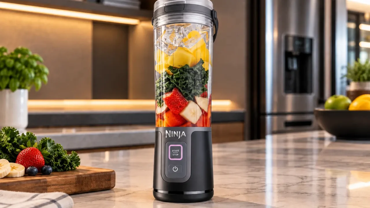 Ninja Blast de 470 ml vai com você; o de 2,1 L fica na bancada