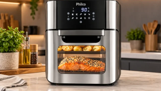Air fryers de 12L: cesto e assadeiras mudam a organização