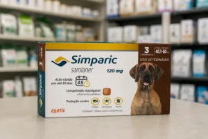 No Simparic 120mg, a faixa de peso vem antes do tamanho da embalagem