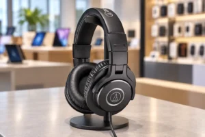 ATH-M20x e ATH-M40x se separam nos cabos, dobra e rotação de 90°
