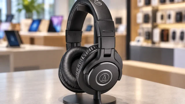 ATH-M20x e ATH-M40x se separam nos cabos, dobra e rotação de 90°
