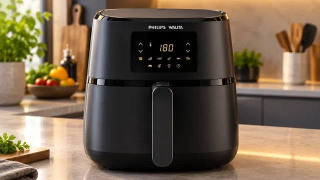 Duas air fryers Philips Walita de 6,2 L, mas com controles diferentes