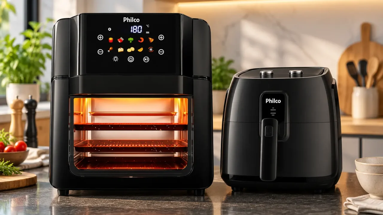 Philco PAF90B 9L ou PAF15C 15L: cesto quadrado ou forno com acessórios