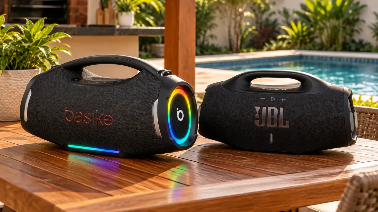 Basike F9 Pro ou JBL Boombox 4: 8 ou até 34 horas de bateria