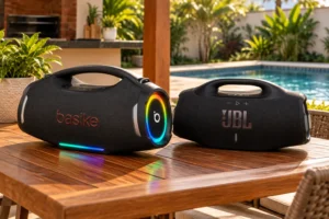 Basike F9 Pro ou JBL Boombox 4: 8 ou até 34 horas de bateria