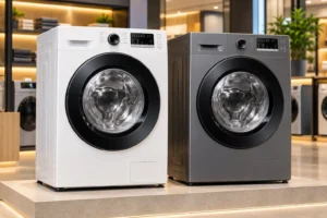 Samsung WD11M4473PW ou WD11M4473PX: branco ou Inox Look na lavanderia