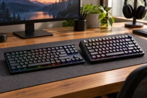 Logitech G515 ou AULA F75: perfil baixo ou switches hot-swap