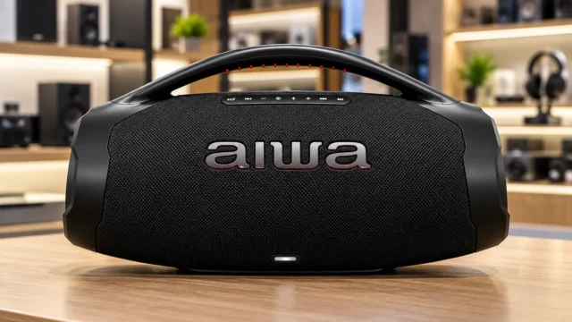AIWA Boombox Plus de 200 W: preta discreta ou Azul Meia Noite com RGB