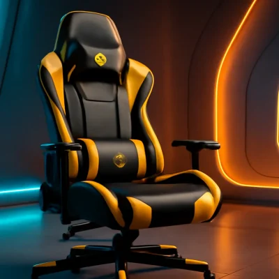 Moob Cadeira Gamer Reclinável GT Racer Com Almofadas para Lombar e Pescoço Preto/Amarelo