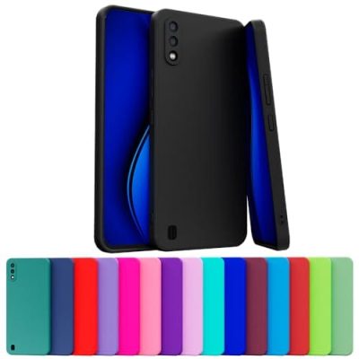 Capa Capinha Case Compatível Samsung Galaxy A01 Silicone Aveludada Com Proteção De Câmera (PRETO)